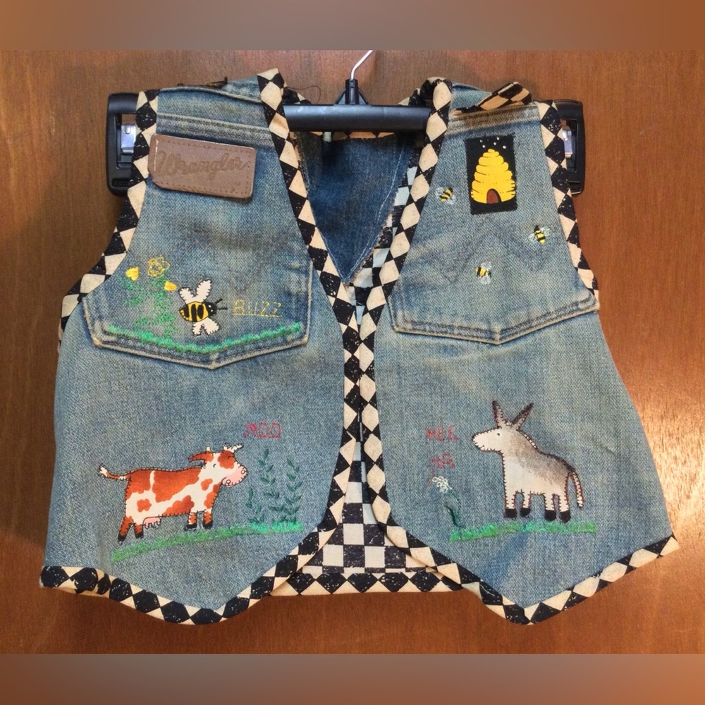 Wrangler 1970s Denim Vintage Spring into Summer Time Children Child Vest - Rare